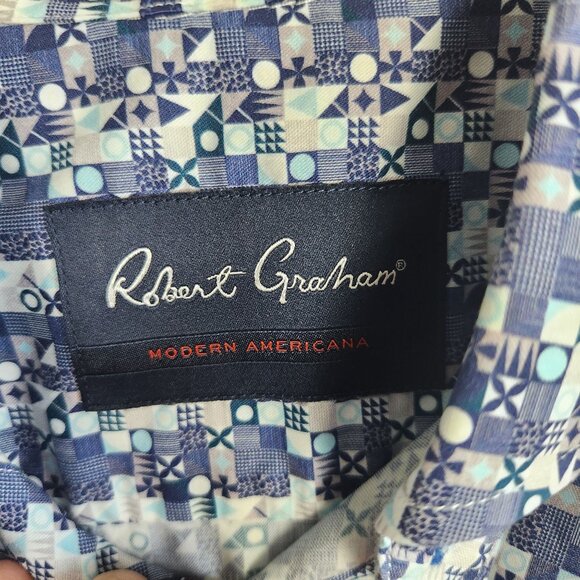 Robert Graham Mens Tailored Fit Long Sleeve Geometric Print Shirt Large - Picture 3 of 7